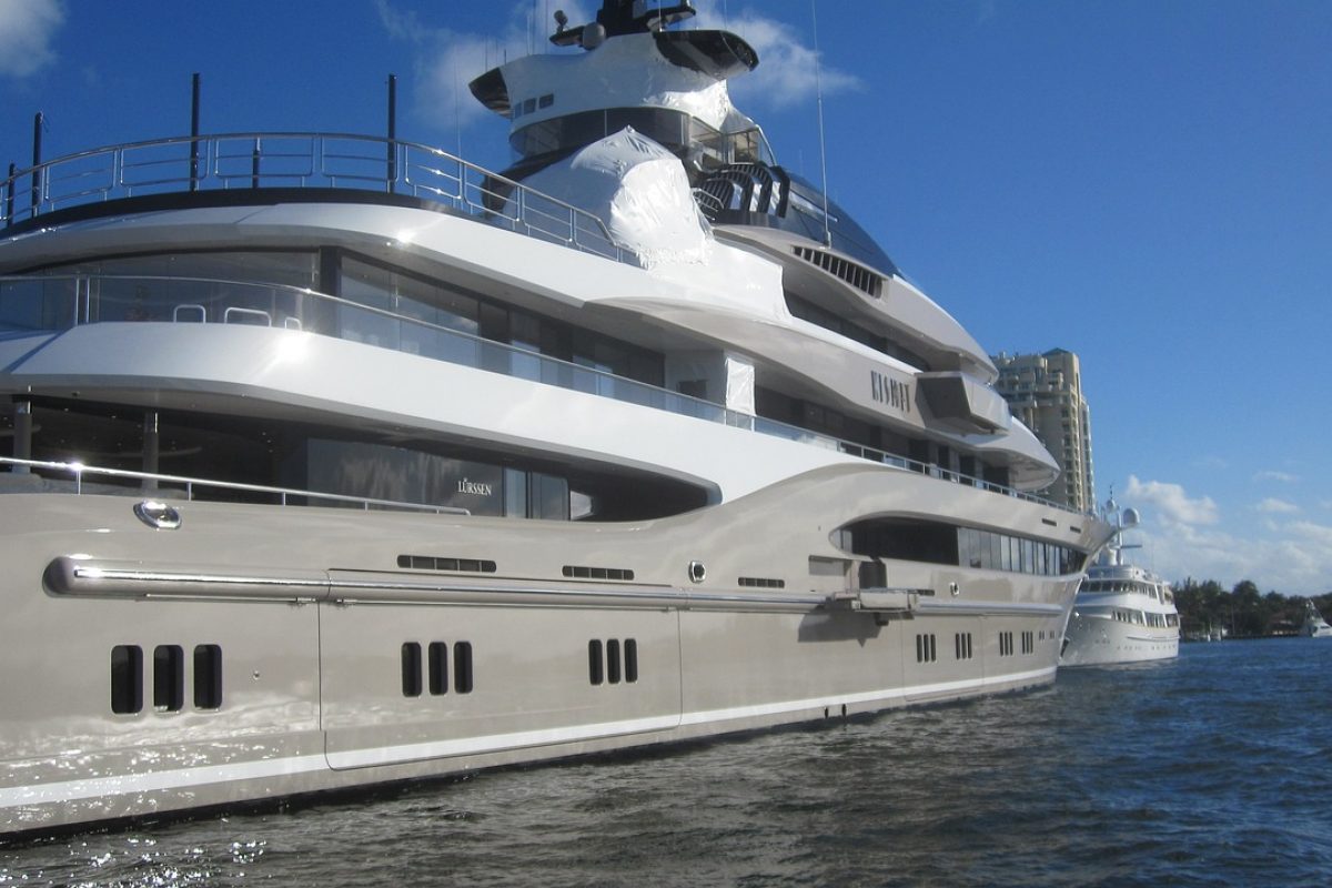 Image showing a Superyacht sat in a dock